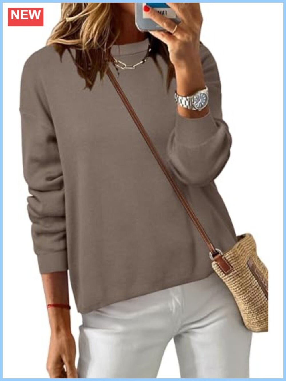 Women's Relaxed Fit 100% Cotton Pullover Sweater Long Sleeve Crew Neck